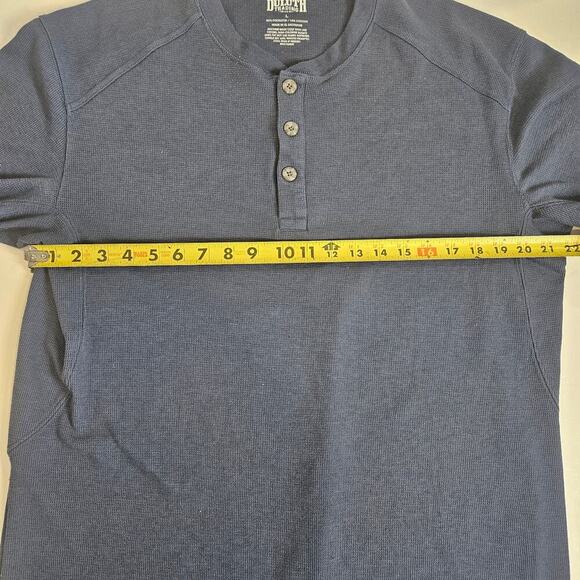 Duluth Trading Co Men’s Large Longtail Relaxed Fit Henley Blue - Picture 2 of 4